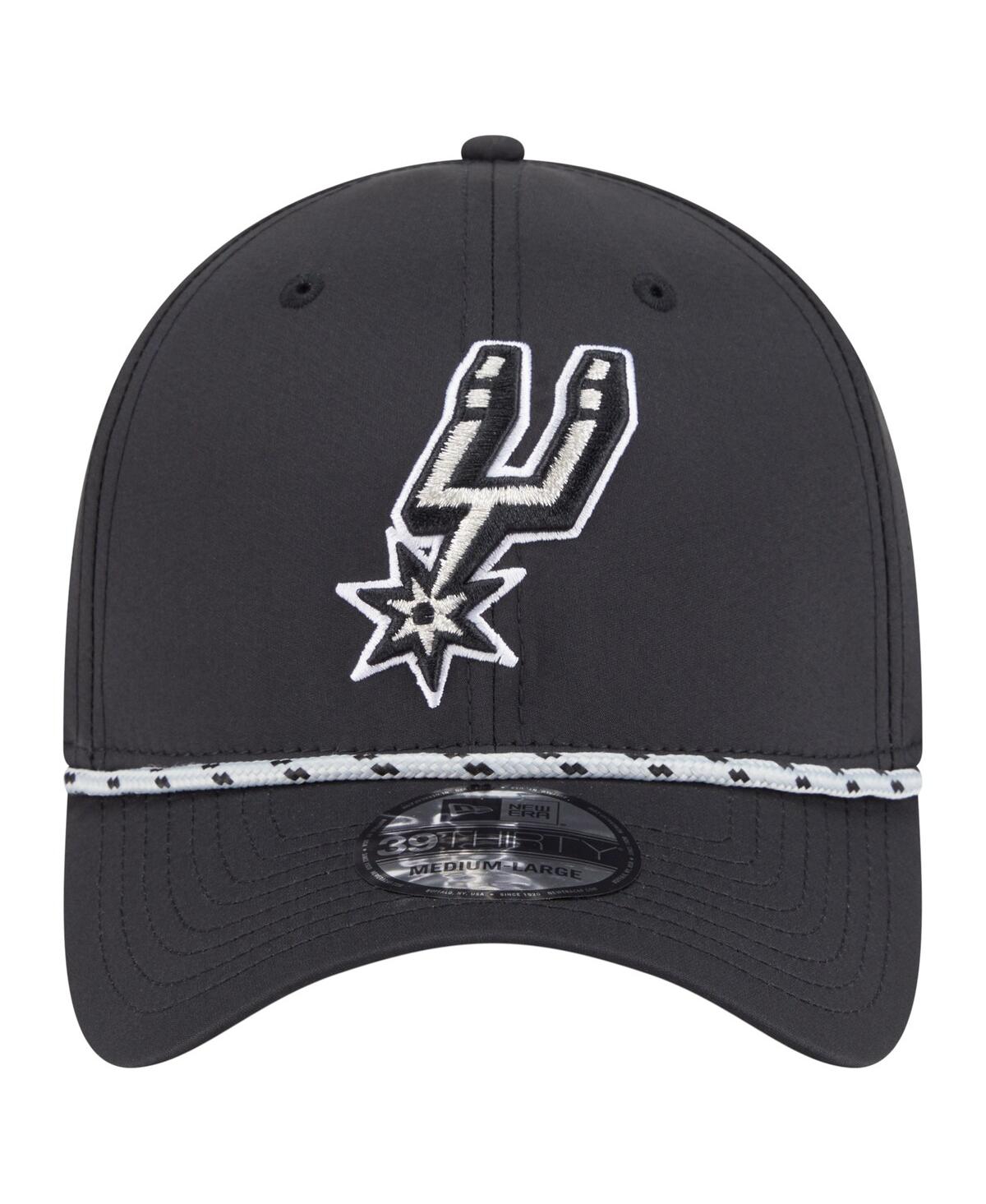 New Era Men's Black San Antonio Spurs Featherweight Poly Rope Flex 39thirty Hat In Black