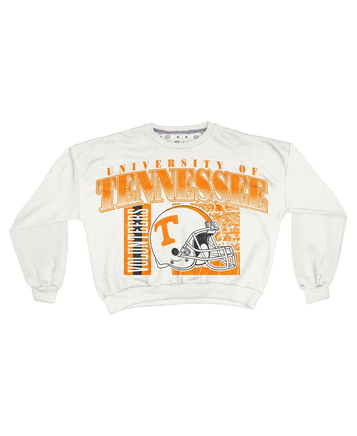 Pressbox Women's White Tennessee Volunteers Oversized Janice Retro Waist-length Sweatshirt In White