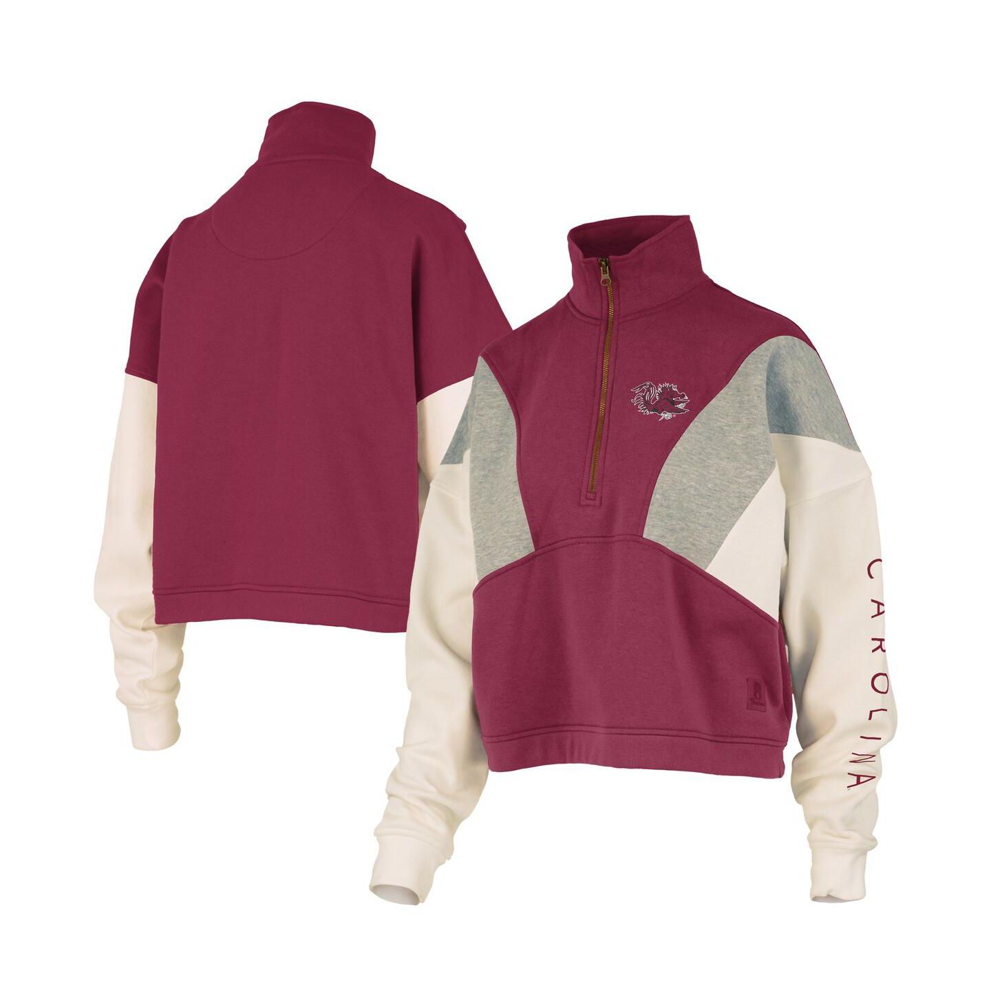 Женская толстовка Pressbox Garnet South Carolina Gamecocks Ferrara Color Block Quarter-Zip — фото 1