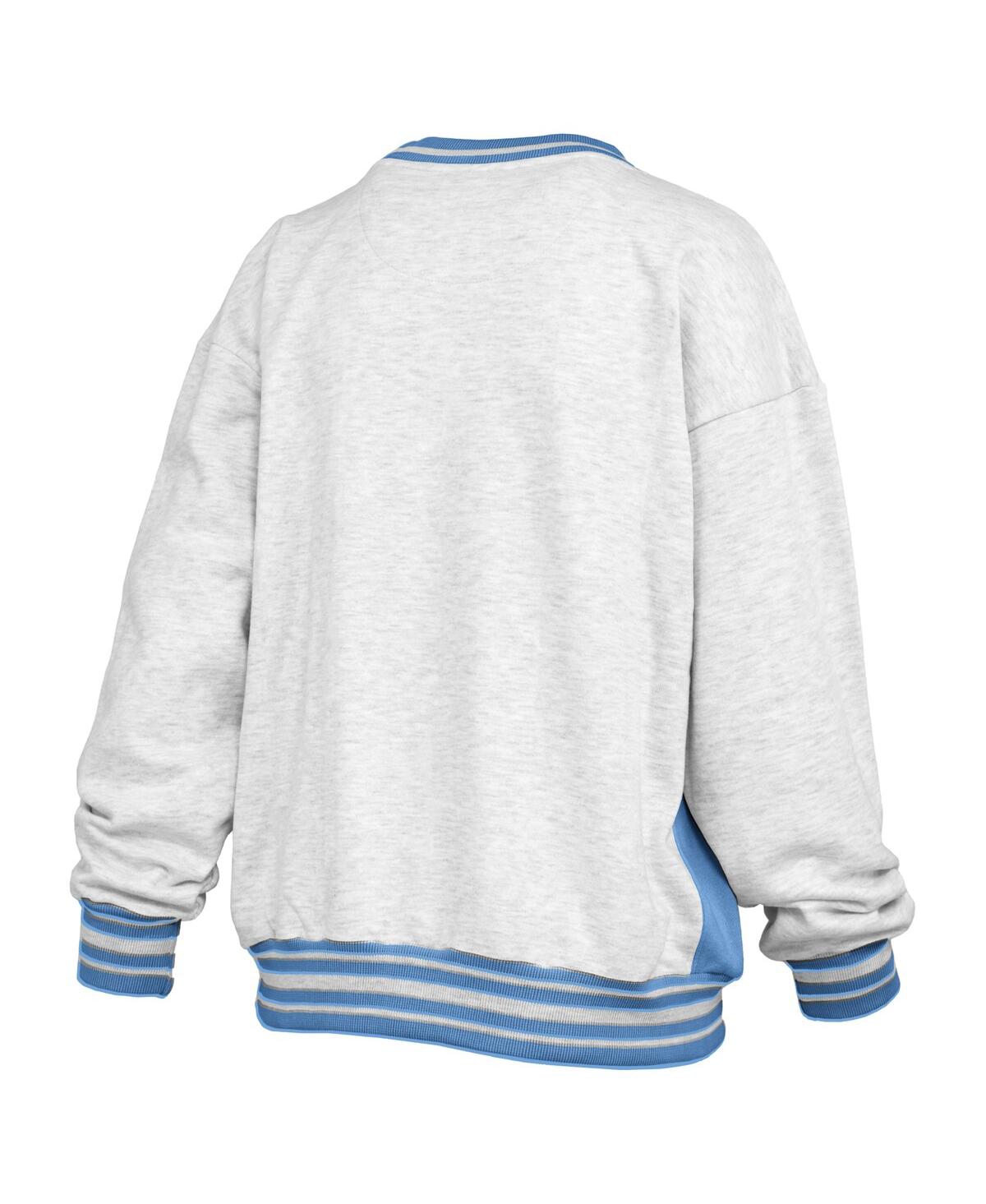 Pressbox Women's Heather Gray/carolina Blue North Carolina Tar Heels Endzone Crewneck Sweatshirt In White