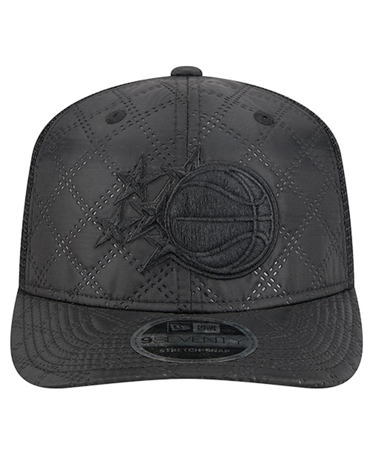 New Era Men's Black Orlando Magic Quilted Nylon 9seventy Trucker Adjustable Hat In Black