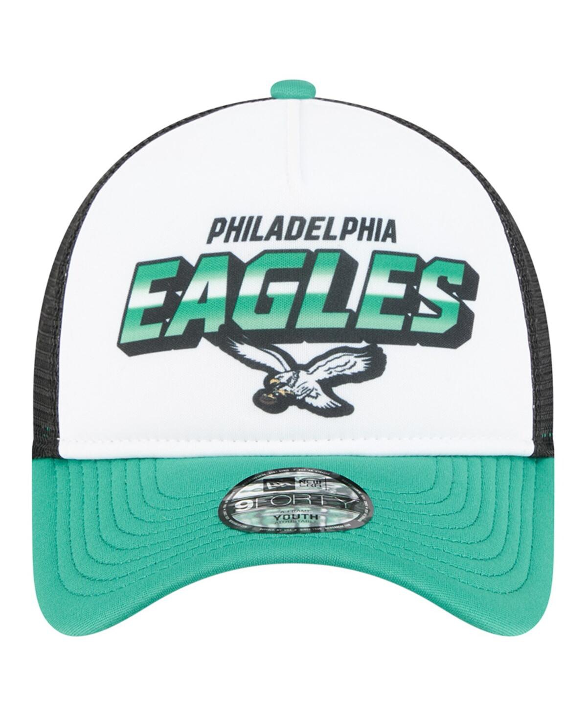 New Era Toddler White/kelly Green Philadelphia Eagles Throwback Streak 9forty A-frame Adjustable Hat In White