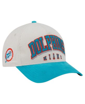 New Era - Men's&nbsp;Cream/Aqua Miami Dolphins Throwback Two-Tone Sided Corduroy 9FORTY A-Frame Adjustable Hat