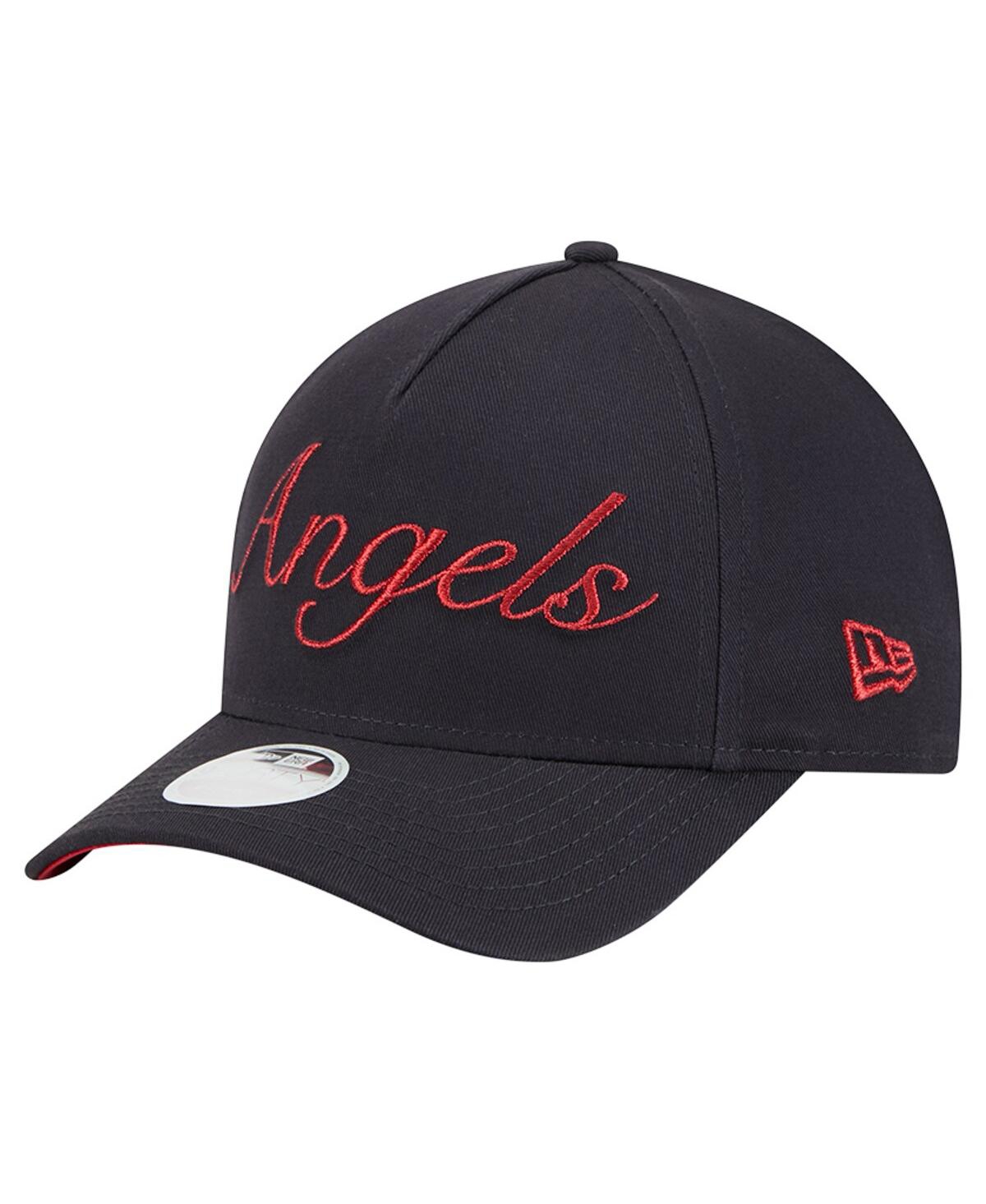 New Era Women's Navy Los Angeles Angels Metallic A-frame 9forty Adjustable Hat In Black