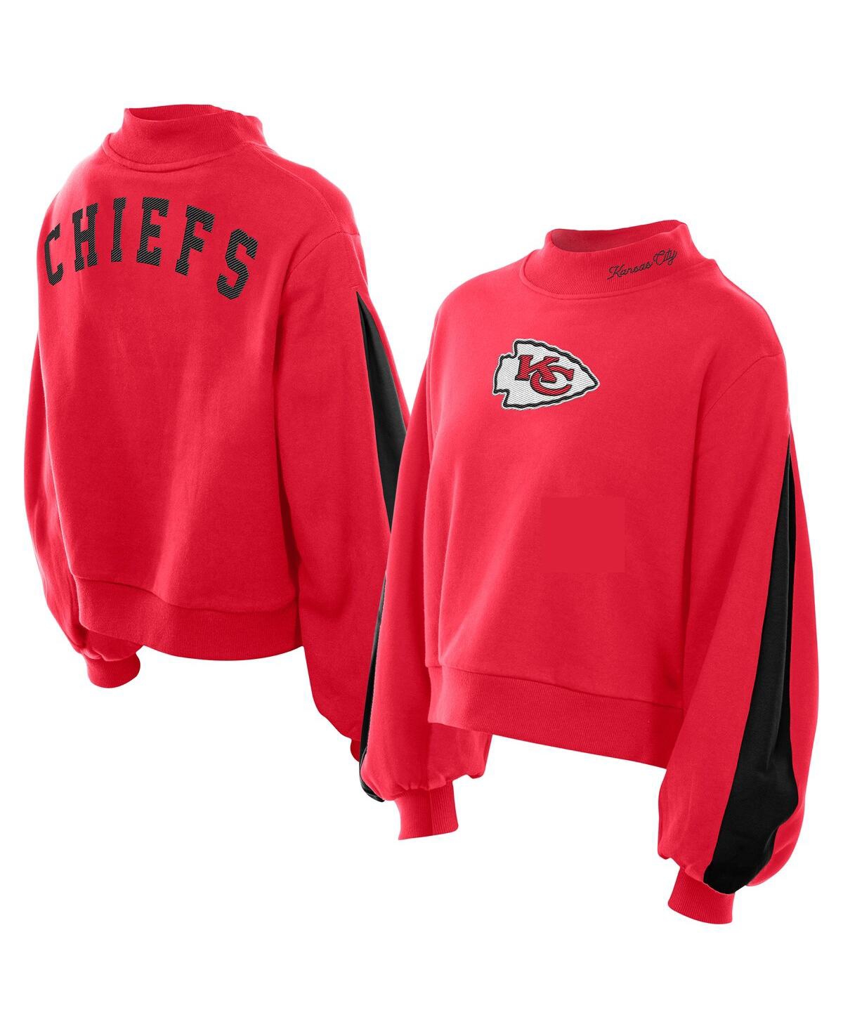 New Era Women's Red Kansas City Chiefs Sport Night Mock Neck Balloon Sleeve Pullover Sweatshirt