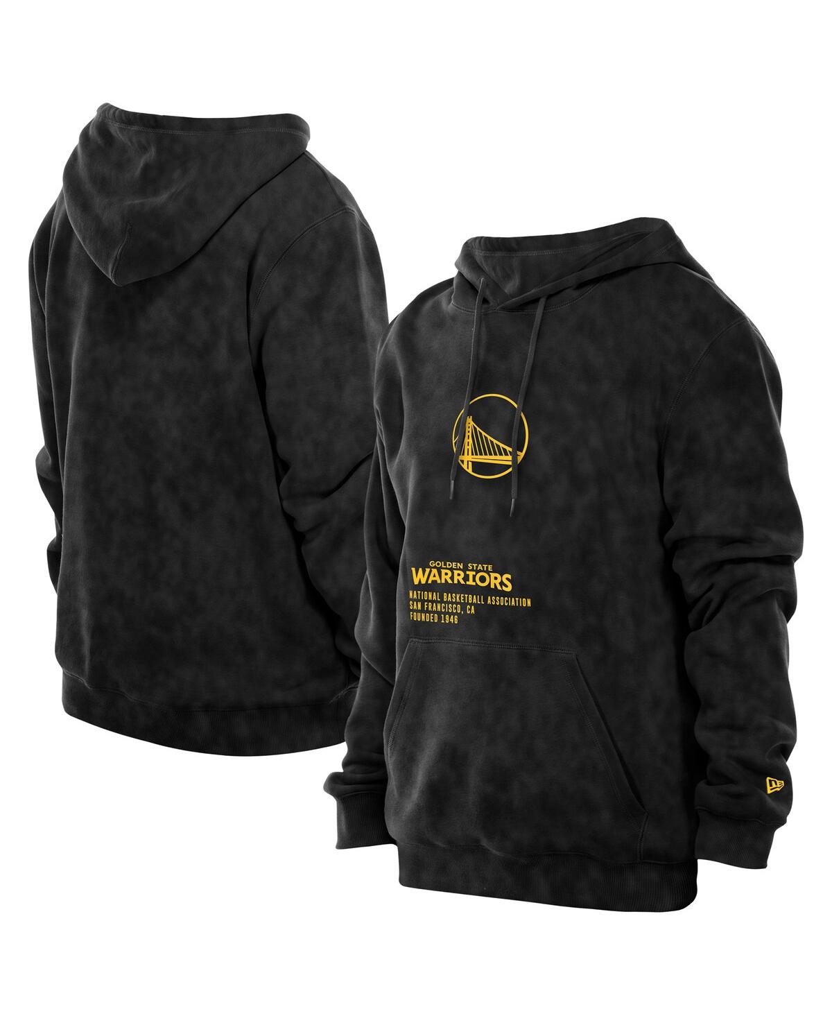 New Era Men's Black Golden State Warriors Sport Night Mineral Wash Pullover Hoodie In Black