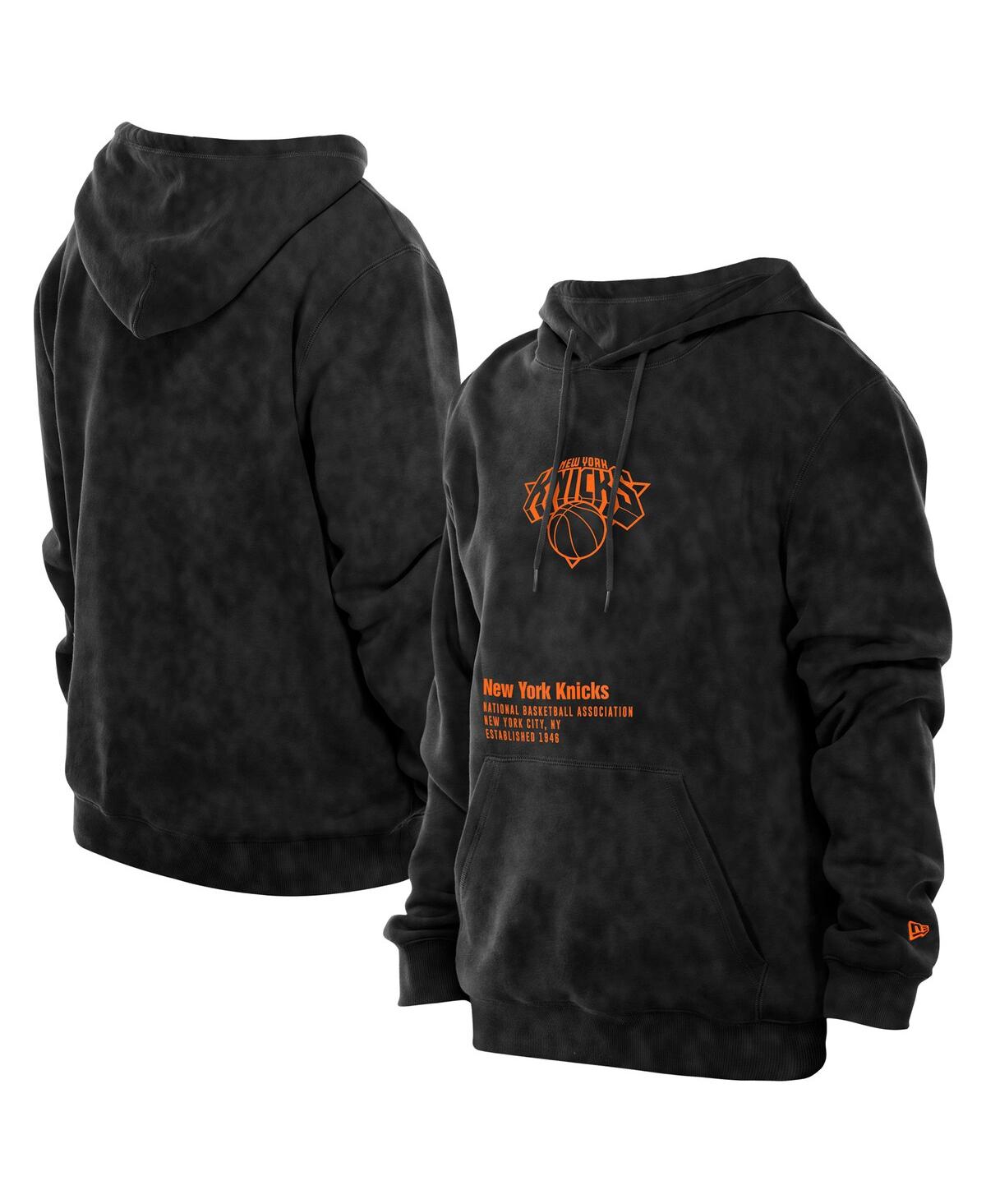 New Era Men's Black New York Knicks Sport Night Mineral Wash Pullover Hoodie In Black