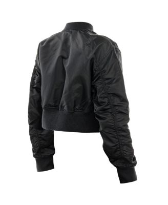 x Alpha Industries Women's Black New York Yankees Cropped Full-Zip Jacket