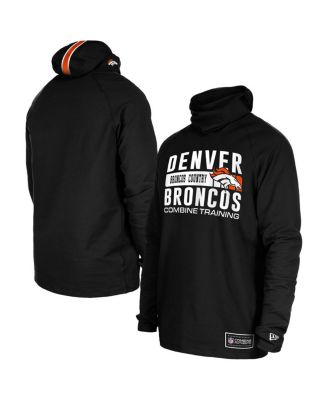 New Era - Men's Black Denver Broncos Functional Fandom Balaclava Helmet Stripe Tri-Blend Hoodie