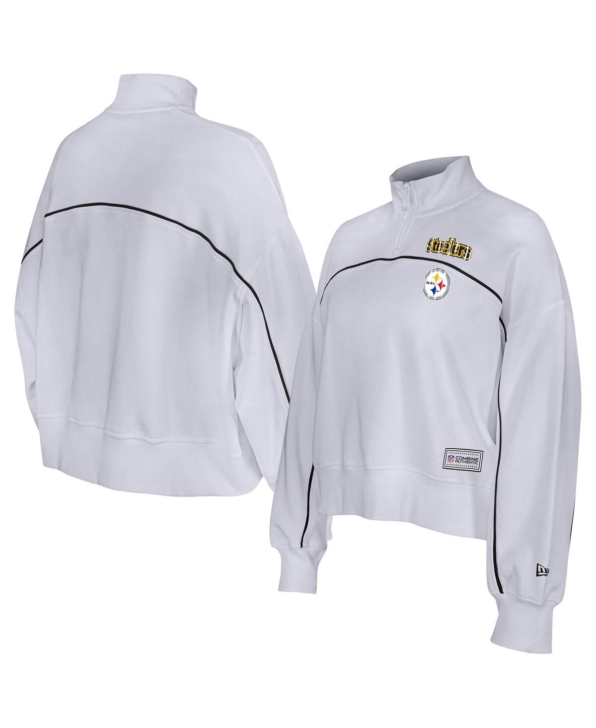 New Era Women's White Pittsburgh Steelers Functional Fandom Quarter-zip Sweatshirt In White