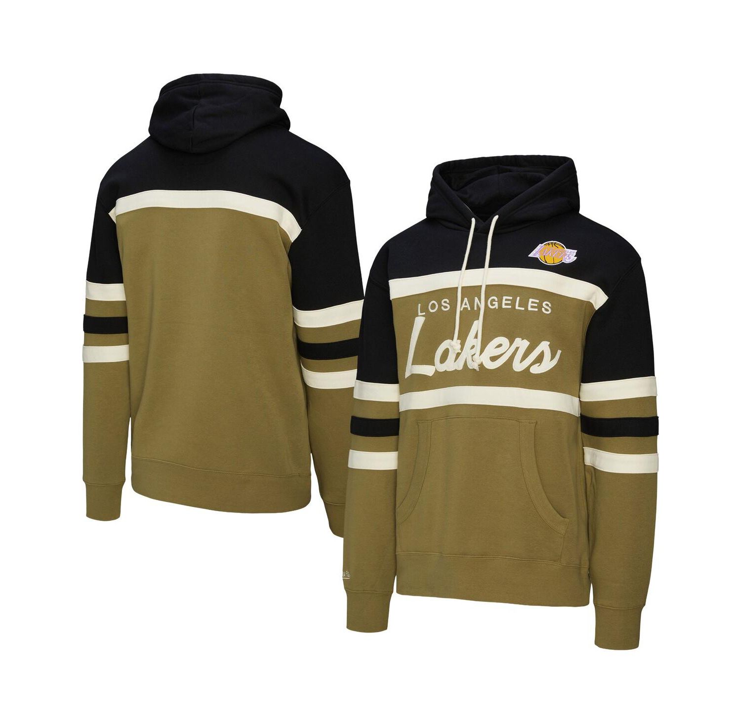 Men's Olive/Black Los Angeles Lakers Double Clutch Head Coach Hoodie