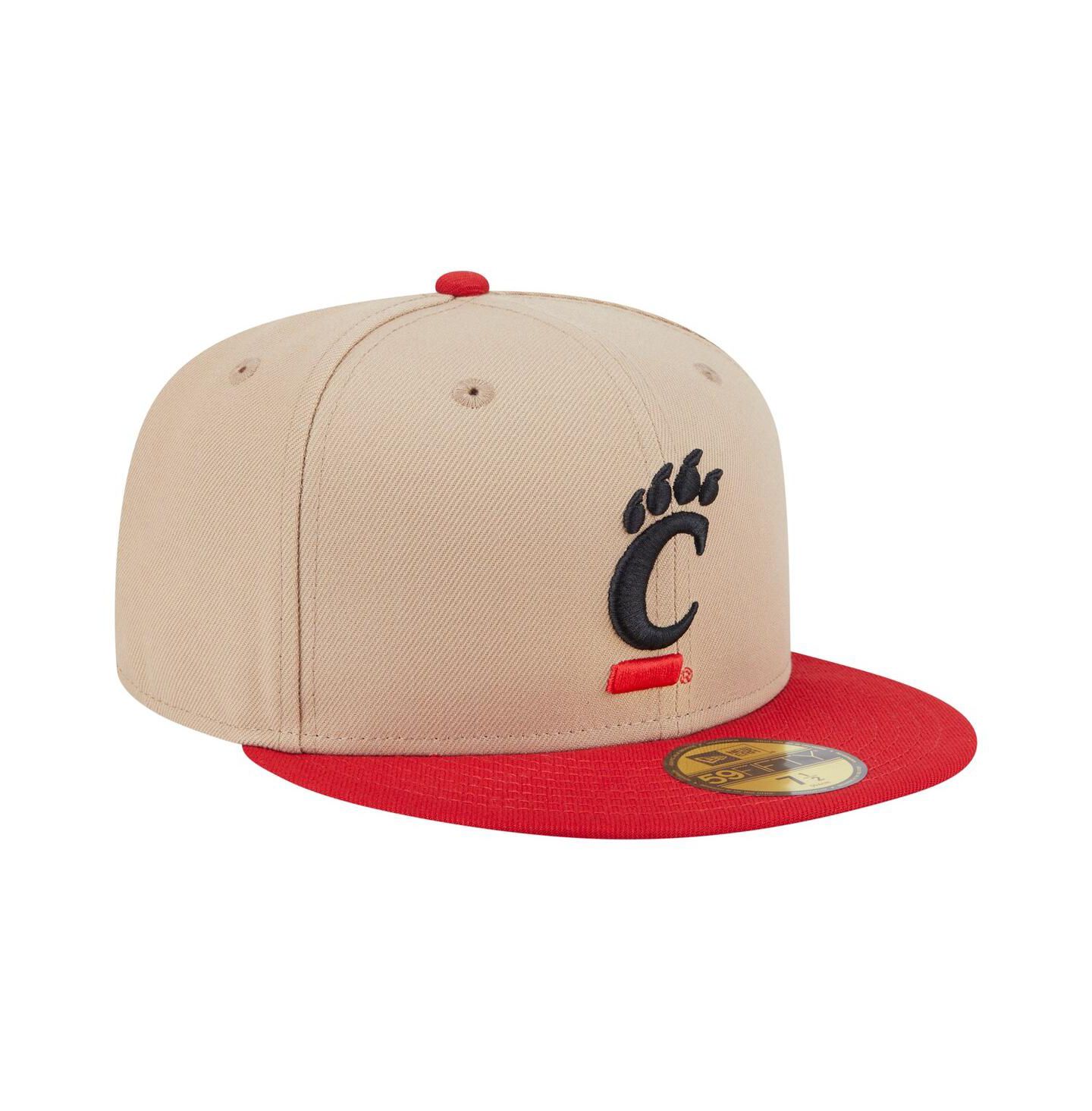 Мужская кепка New Era Khaki Cincinnati Bearcats Two-Tone 59FIFTY Fitted Hat — фото 4