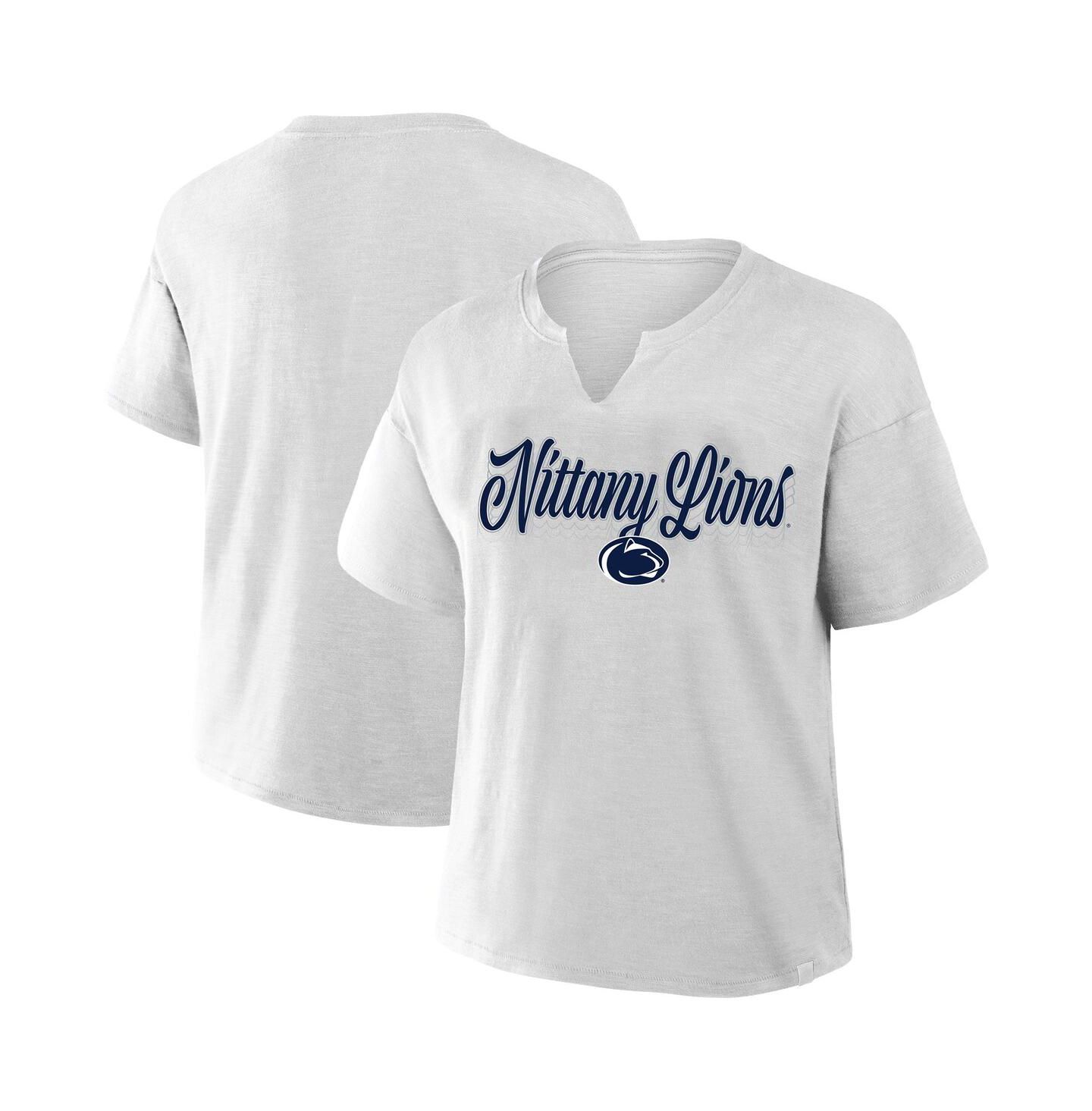 Женская футболка Fanatics Gray Penn State Nittany Lions Plus Size Winning Gear Notch Neck — фото 1