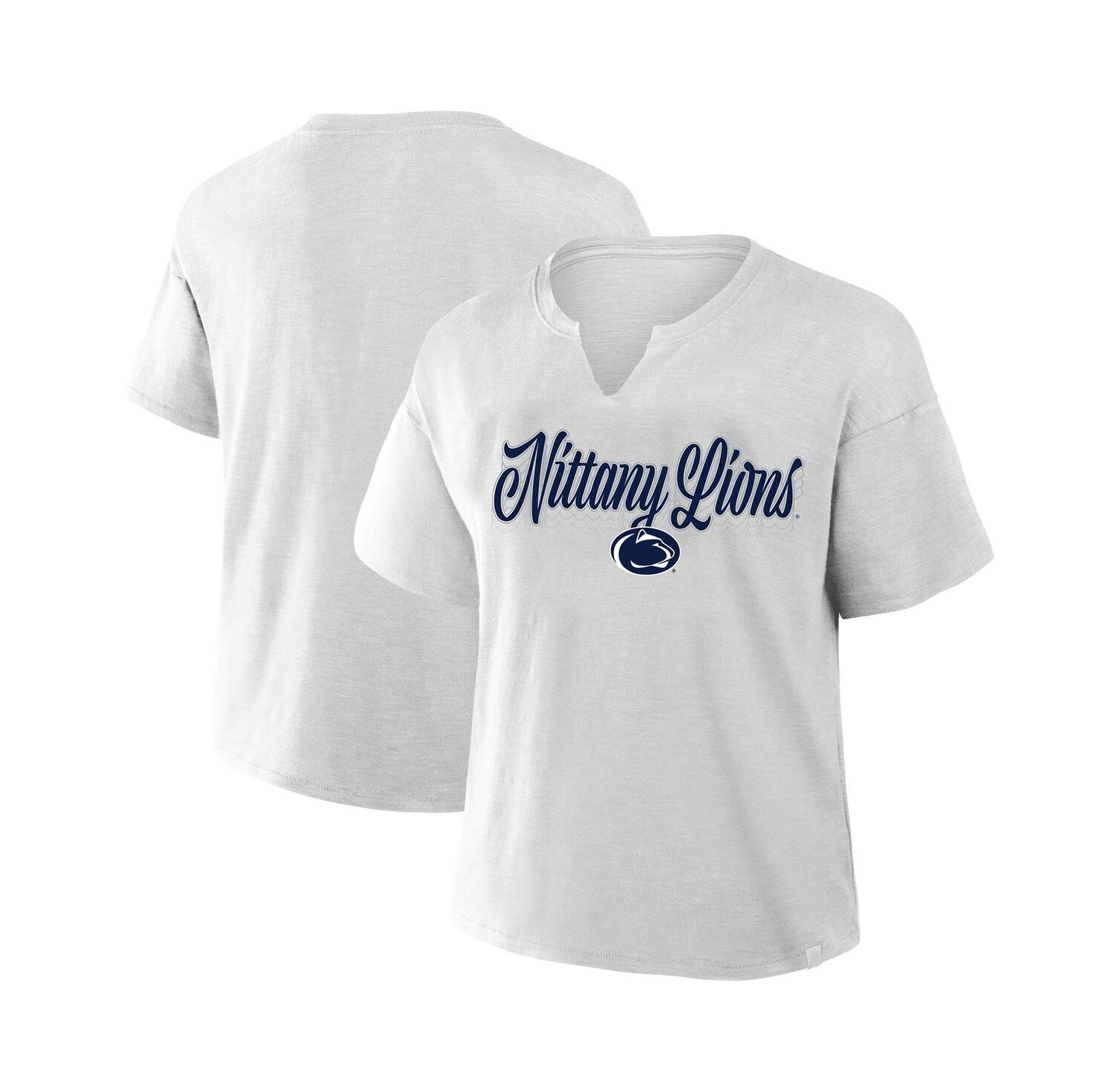 Women's Gray Penn State Nittany Lions Plus Size Winning Gear Notch Neck T-Shirt