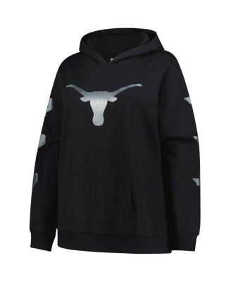 Women's Black Texas Longhorns Plus Size Sleeve Hit Pullover Hoodie