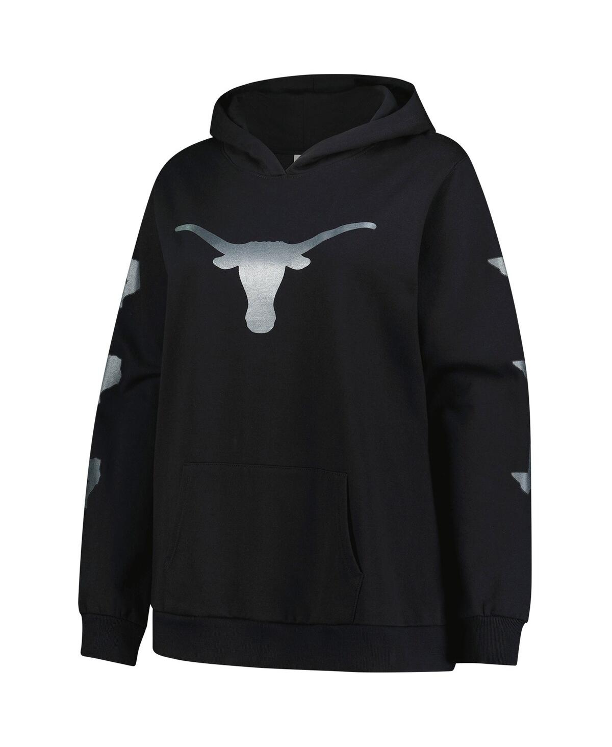 Fanatics Women's Black Texas Longhorns Plus Size Sleeve Hit Pullover Hoodie In Black