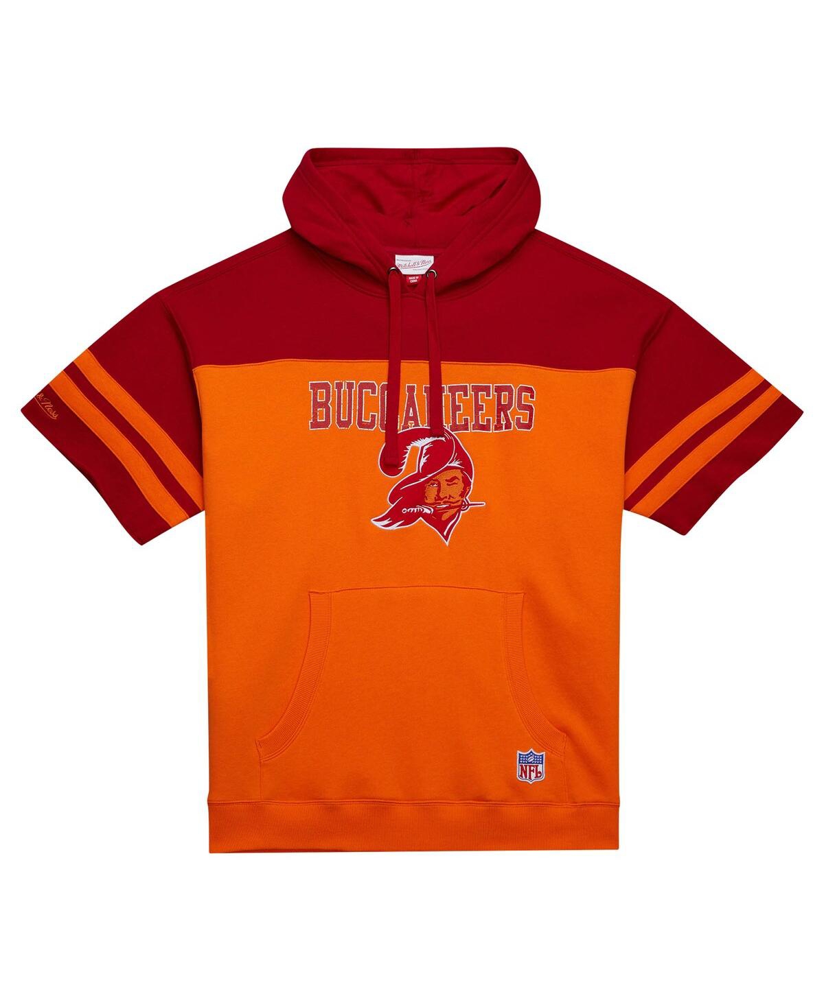 Mitchell & Ness Men'sâ Orange Tampa Bay Buccaneers Off Field Vintage Logo Short Sleeve Pullover Hoodie In Orange