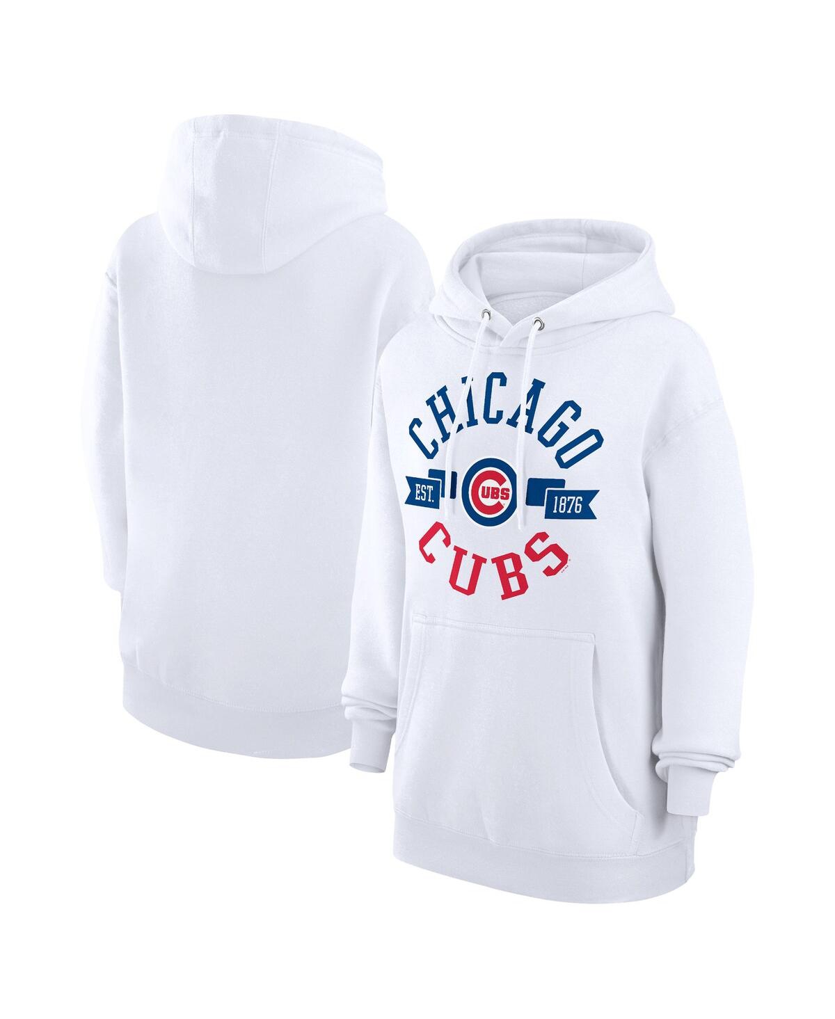 G-iii 4her By Carl Banks Women's White Chicago Cubs City Graphic Pullover Hoodie In White