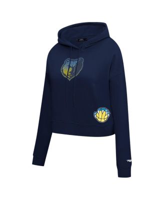 Women's Navy Memphis Grizzlies Jewels Cropped Pullover Hoodie