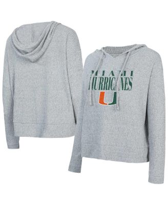 Concepts Sport - Women's Grey Miami Hurricanes Juniper Soft Modest Cropped Long Sleeve Hoodie Top