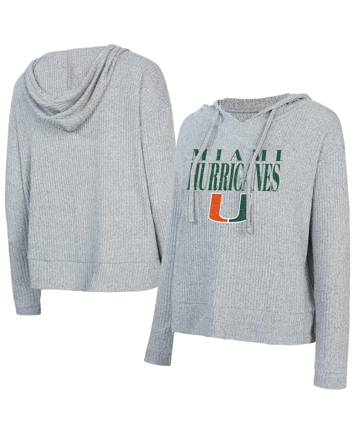 Concepts Sport Women's Grey Miami Hurricanes Juniper Soft Modest Cropped Long Sleeve Hoodie In Gray
