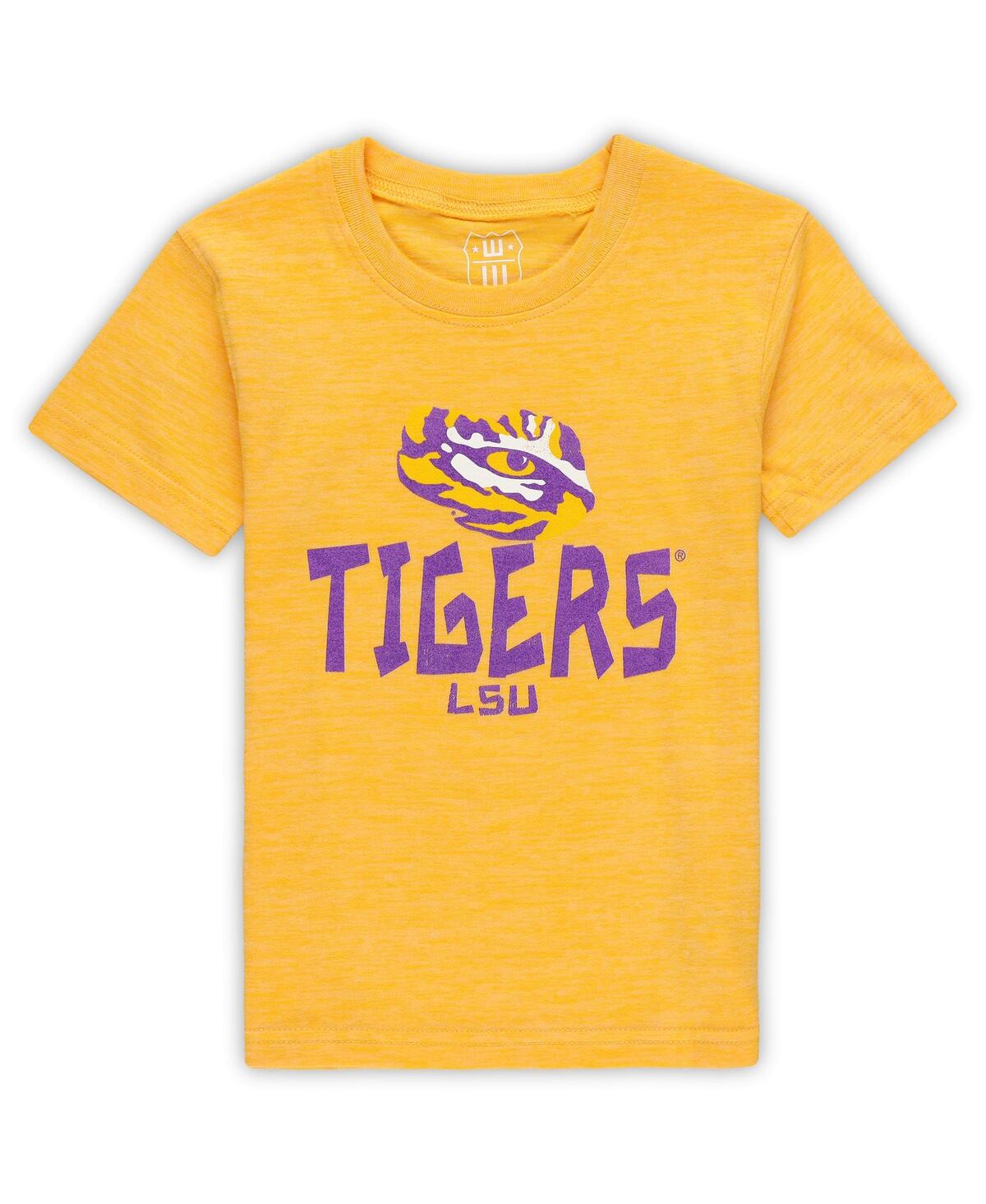 Wes & Willy Toddler 2-piece Lsu Tigers Cloudy Yarn T-shirt And Shorts Set In Yellow