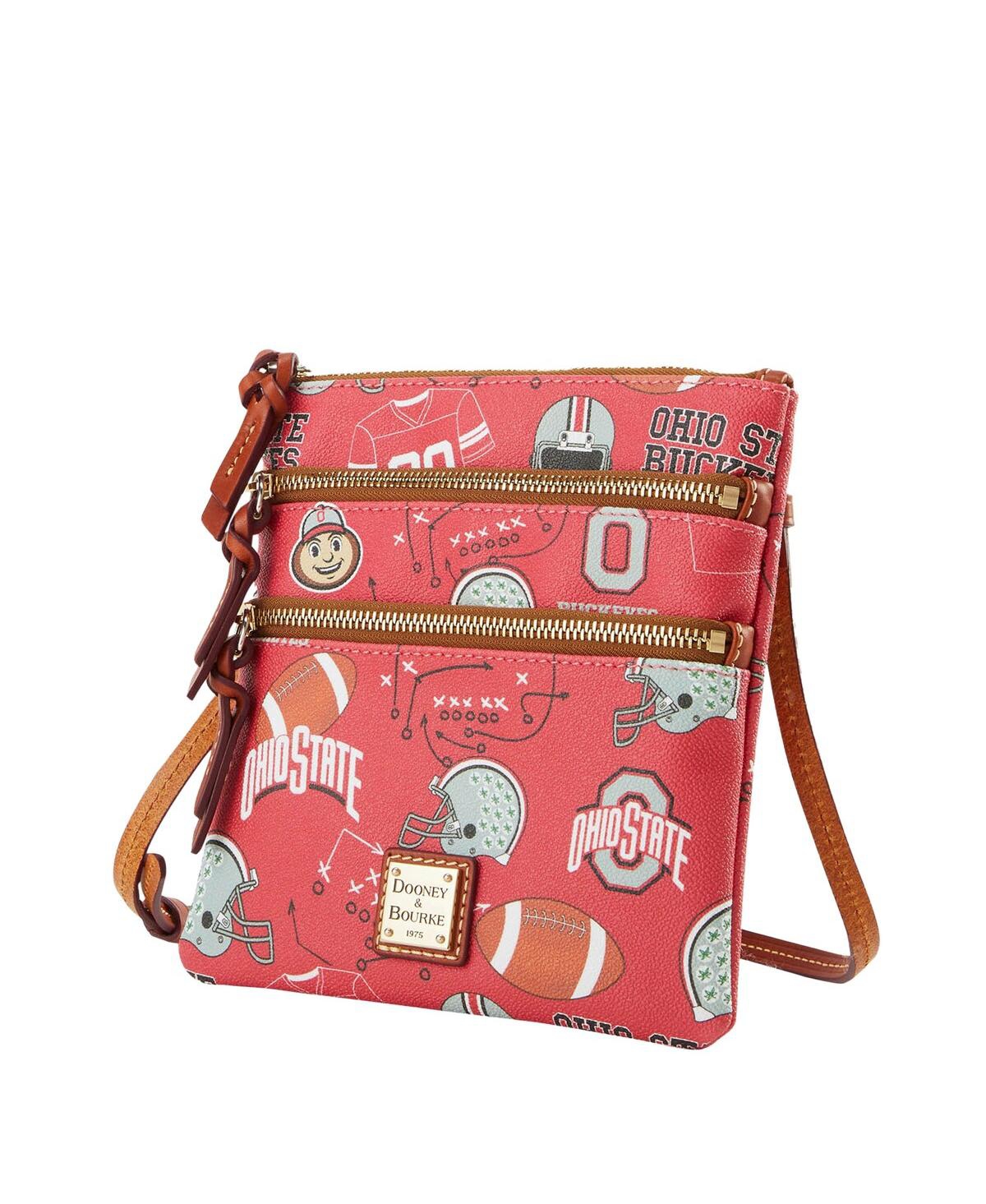 Dooney & Bourke Ohio State Buckeyes Football Halftime Triple Zip Crossbody Bag In Red