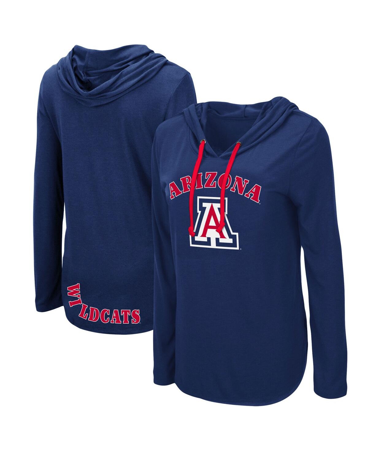 Colosseum Women's Navy Arizona Wildcats My Lover Lightweight Hooded Long Sleeve T-shirt In Blue