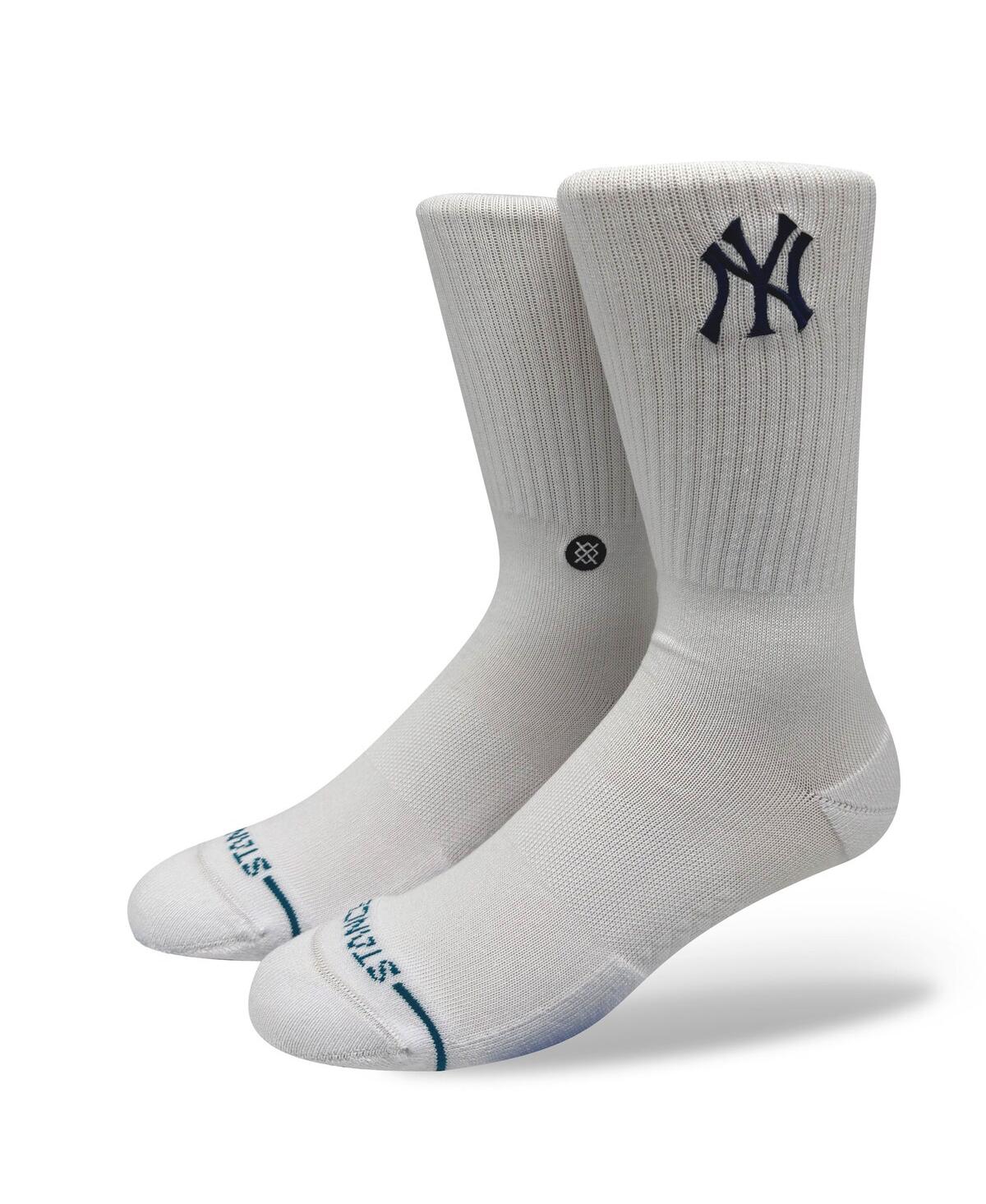 Stance Men's And Women's New York Yankees White Crested Knit Crew Socks In White