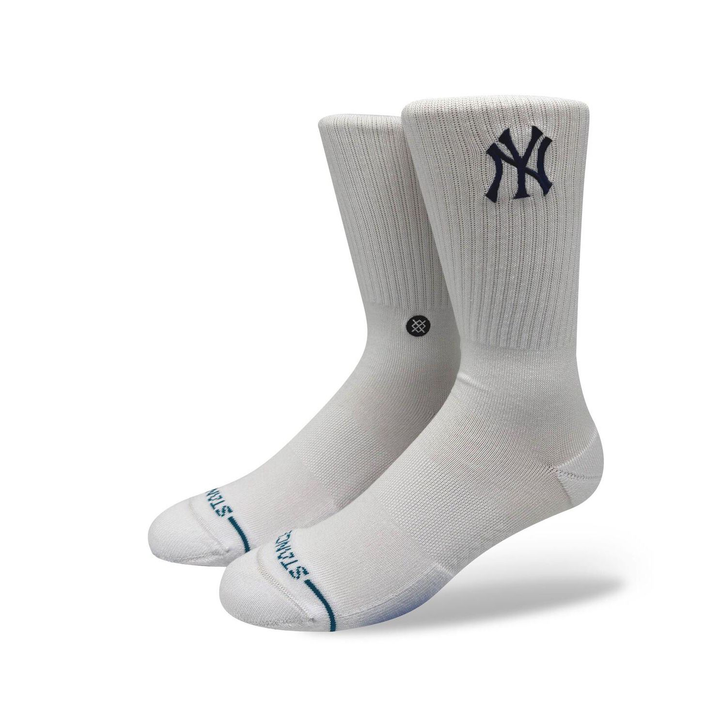 Men's and Women's New York Yankees White Crested Knit Crew Socks