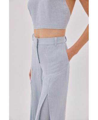 women's Polly Dusty Linen Backless Crop Top