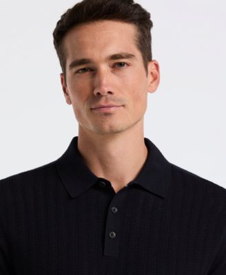 Men's Textured Front Polo Sweater