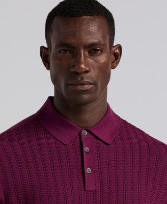 Men's Textured Front Polo Sweater