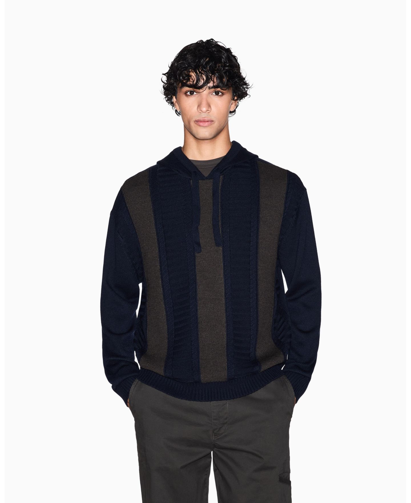 Мужской свитер A|X Armani Exchange Wool Color Block Hood — фото 1