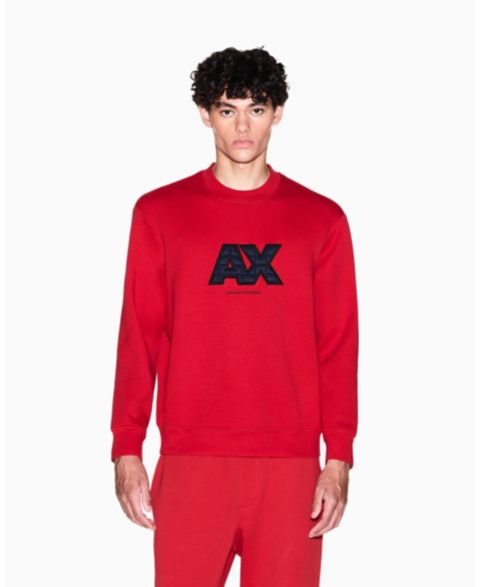 Мужская толстовка A|X Armani Exchange Logo Quilted Crewneck, цвет: Красный