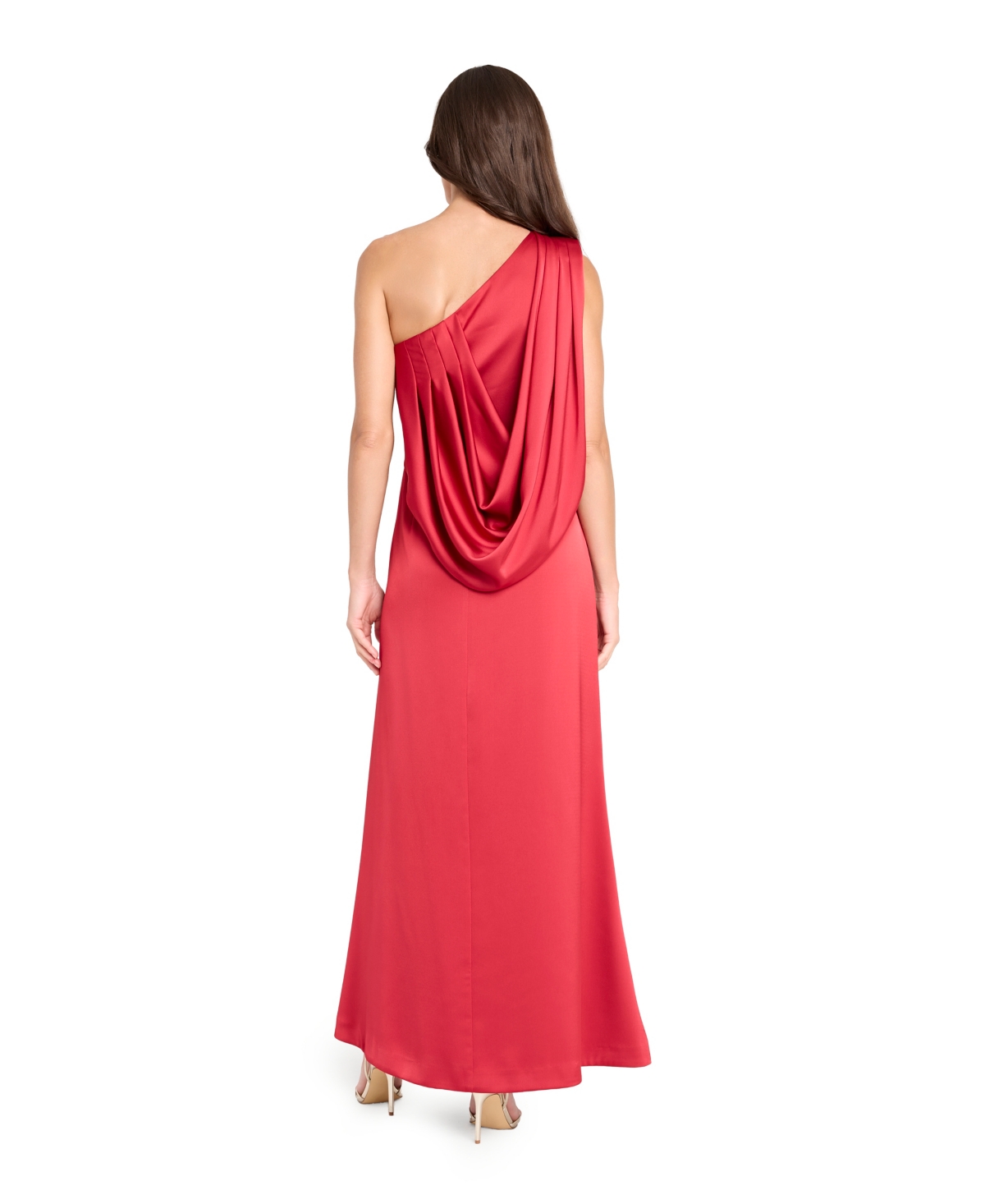 Tahari Asl Women's One Shoulder Drape Back Gown In Red