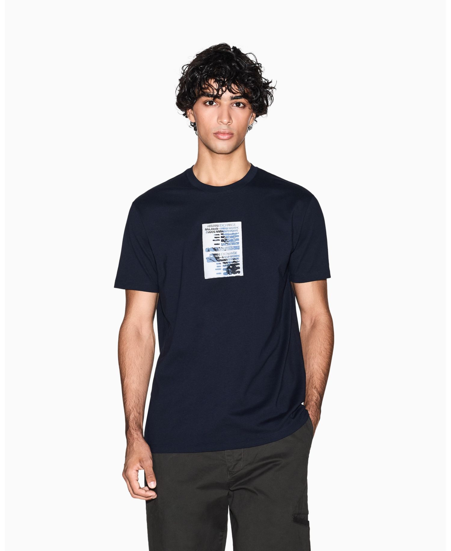 Men's Heavy Jersey Center Chest Grid Box T-Shirt