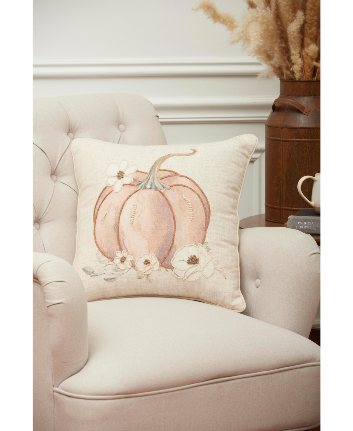 Autumn Fields Pumpkin Throw Pillow, 18" x 18"