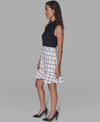 Women's Mock Neck Flounce Hem A-Line Dress