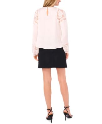 Women's Shirred Neckline Long Sleeve Top