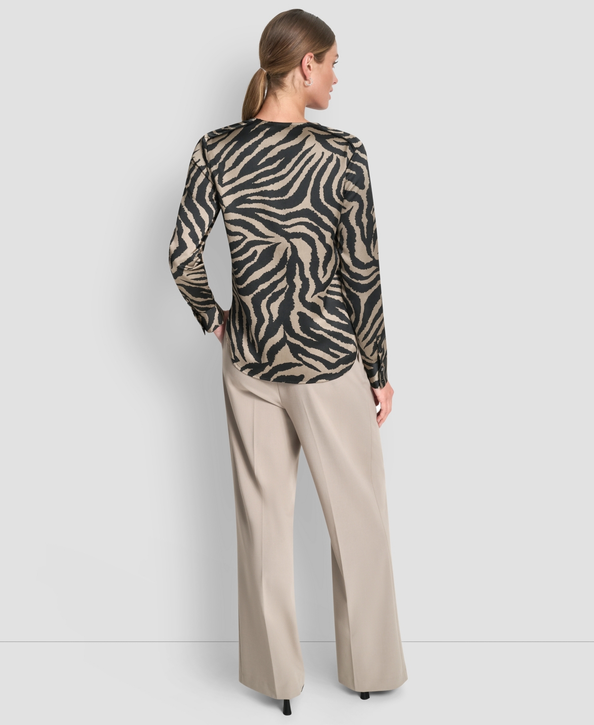 Dkny Women's V-neck Piping Blouse In Multi