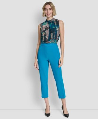 Women's Mid Rise Elastic Back Ankle Pants