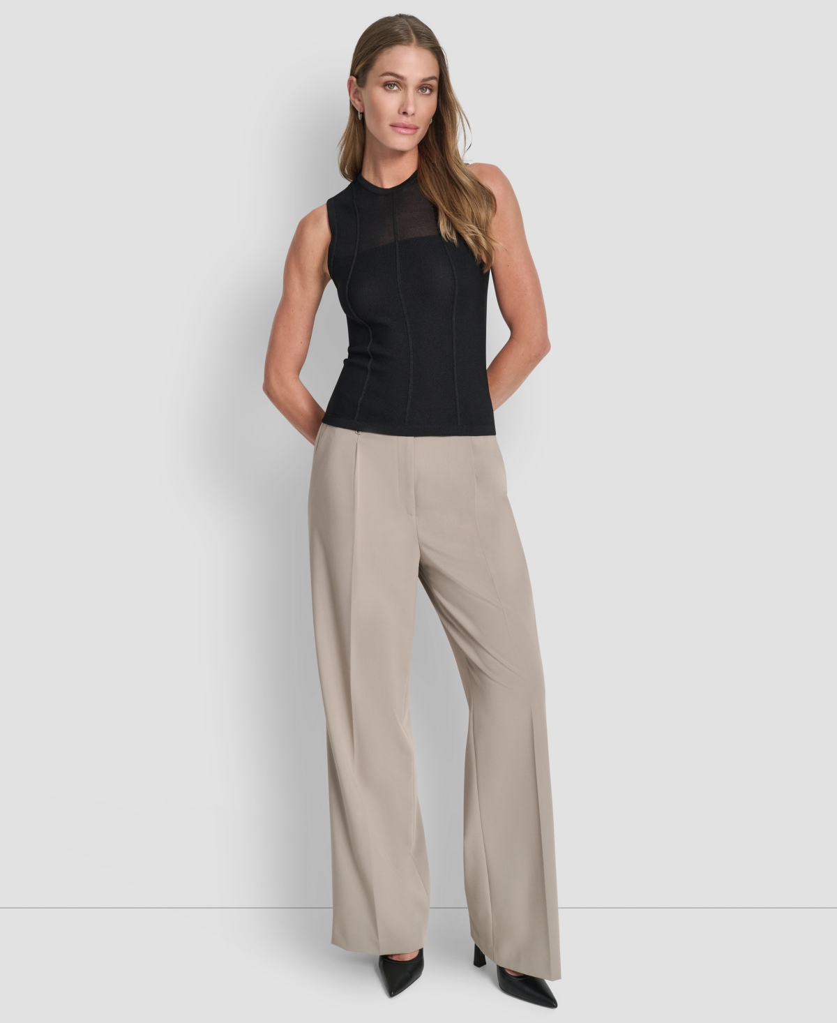 Dkny Women's Sleeveless Crewneck Sweater In Black