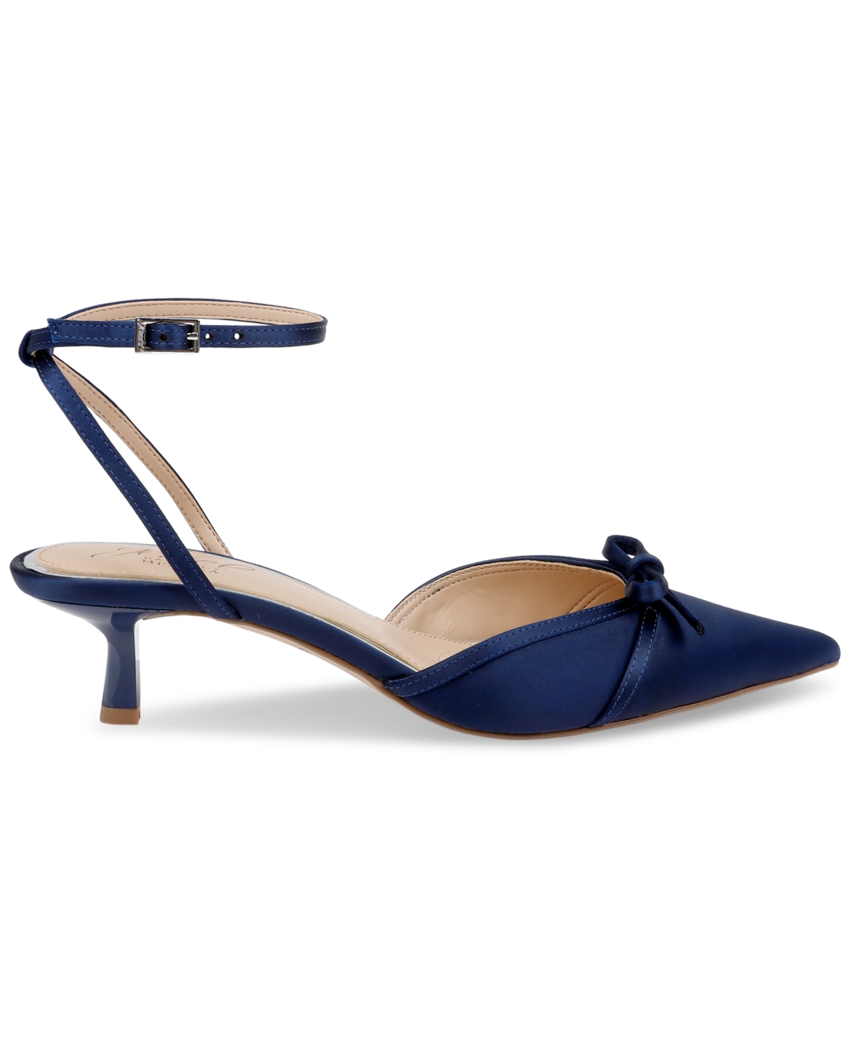 Jewel Badgley Mischka Talasia Ankle Strap Pointed Toe Kitten Heel Pump In Blue
