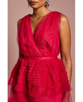 Women's Sleeveless Mesh Tiered Maxi Dress