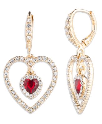Givenchy - Glass Stone Gold-Tone Heart Orbital Earrings (also in Silver-Tone)