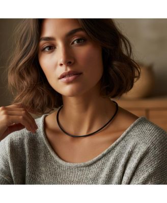  Black Leather Cord Necklace Sterling Silver Clasp 16, 20 and 24 Inch