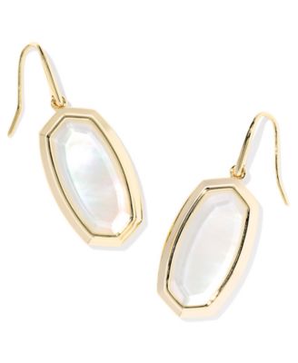 Kendra Scott - Imitation Pearl 14K Gold Plated Over Brass Dani Bezel Drop Earrings