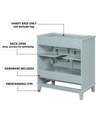 30" Bathroom Vanity, Cabinet Base Only, Multi-Functional Cabinet with Doors and Drawer, Solid Frame and MDF Board