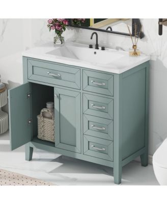 36" Bathroom Vanity with Sink Combo, Cabinet with Drawers, Solid Frame and MDF Board